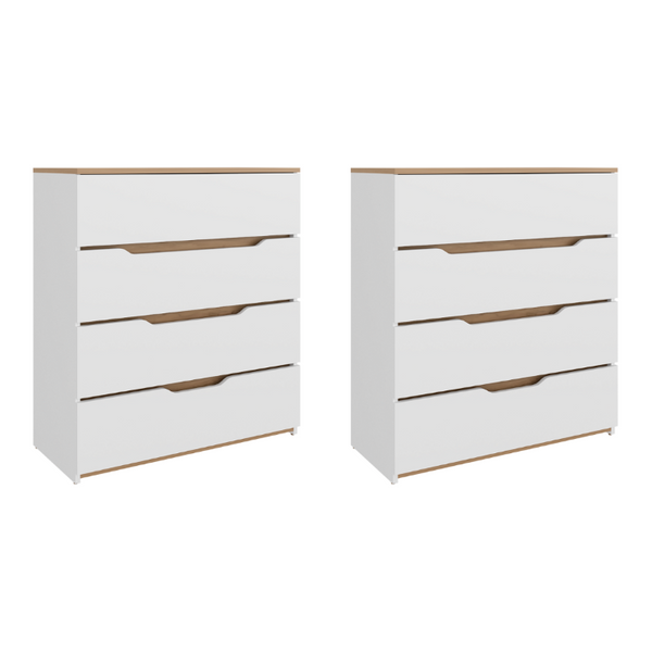 English Elm White Two Tone Oak Accent Compact Dresser Set Slim Modern Storage for Small Bedrooms B062S02491