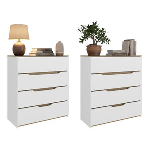 English Elm White Two Tone Oak Accent Compact Dresser Set Slim Modern Storage for Small Bedrooms B062S02491