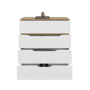 English Elm White Two Tone Oak Accent Compact Dresser Set Slim Modern Storage for Small Bedrooms B062S02491
