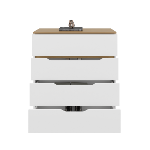 English Elm White Two Tone Oak Accent Compact Dresser Set Slim Modern Storage for Small Bedrooms B062S02491