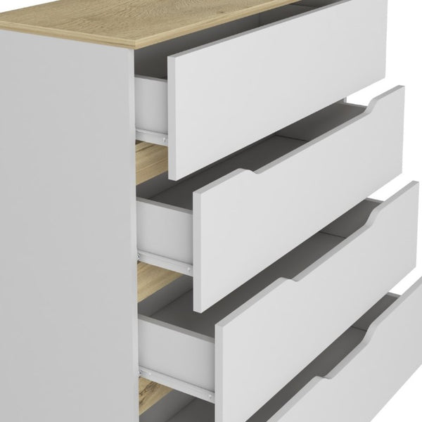 English Elm White Two Tone Oak Accent Compact Dresser Set Slim Modern Storage for Small Bedrooms B062S02491