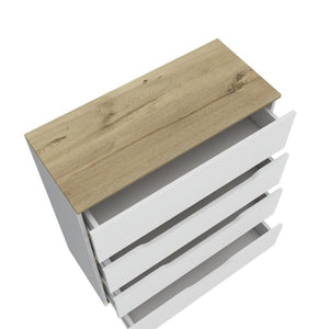 English Elm White Two Tone Oak Accent Compact Dresser Set Slim Modern Storage for Small Bedrooms B062S02491
