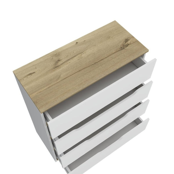 English Elm White Two Tone Oak Accent Compact Dresser Set Slim Modern Storage for Small Bedrooms B062S02491