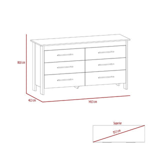 English Elm White Six Drawer Double Dresser Set Modern Bedroom Storage with Black Hardware B062S02492