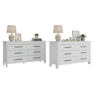 English Elm White Six Drawer Double Dresser Set Modern Bedroom Storage with Black Hardware B062S02492