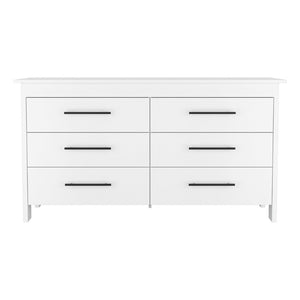 English Elm White Six Drawer Double Dresser Set Modern Bedroom Storage with Black Hardware B062S02492