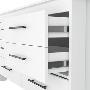 English Elm White Six Drawer Double Dresser Set Modern Bedroom Storage with Black Hardware B062S02492