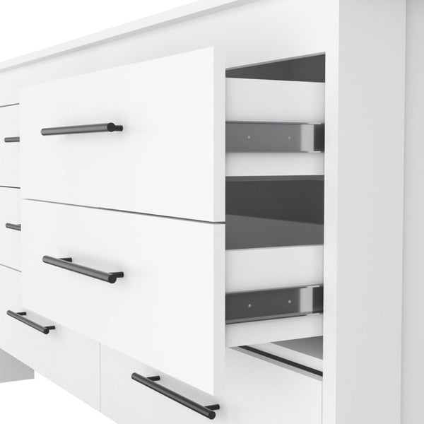 English Elm White Six Drawer Double Dresser Set Modern Bedroom Storage with Black Hardware B062S02492