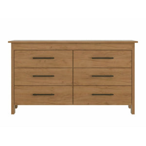 English Elm Light Oak Six Drawer Dresser Set with Matte Black Hardware for Modern Bedrooms B062S02493