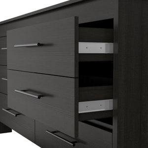 English Elm Wenge Six Drawer Dresser Set of Two with Matte Black Hardware for Modern Bedrooms B062S02494