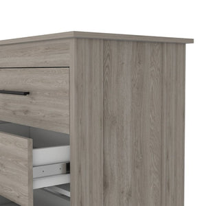 English Elm Light Gray Six Drawer Dresser Set Paired with Black Hardware for Modern Bedroom Storage B062S02495