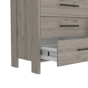 English Elm Light Gray Six Drawer Dresser Set Paired with Black Hardware for Modern Bedroom Storage B062S02495