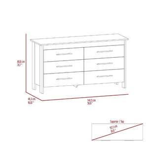 English Elm Light Gray Six Drawer Dresser Set Paired with Black Hardware for Modern Bedroom Storage B062S02495