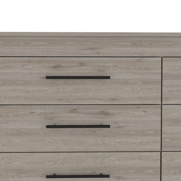 English Elm Light Gray Six Drawer Dresser Set Paired with Black Hardware for Modern Bedroom Storage B062S02495