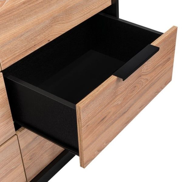 English Elm Wenge Two-Tone Pine Finish 4-Drawer Dresser Set with Black Hardware for Bedroom B062S02496