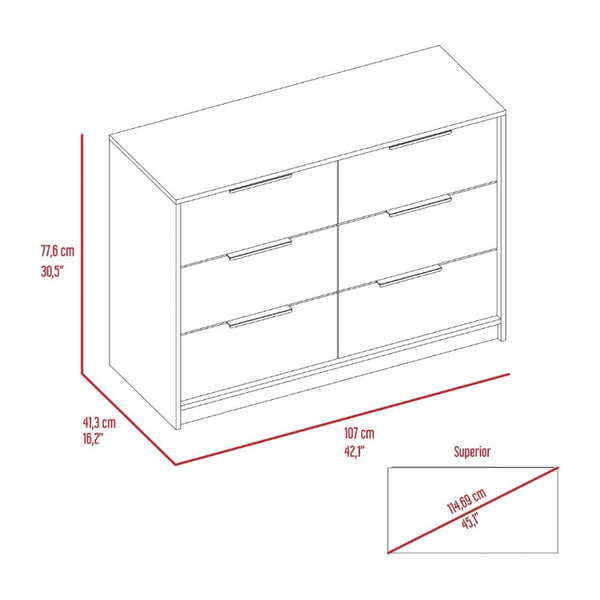 English Elm Wenge Two-Tone Pine Finish 4-Drawer Dresser Set with Black Hardware for Bedroom B062S02496