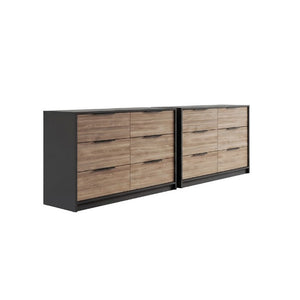 English Elm Wenge Two-Tone Pine Finish 4-Drawer Dresser Set with Black Hardware for Bedroom B062S02496