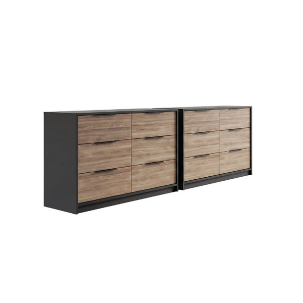 English Elm Wenge Two-Tone Pine Finish 4-Drawer Dresser Set with Black Hardware for Bedroom B062S02496