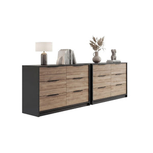 English Elm Wenge Two-Tone Pine Finish 4-Drawer Dresser Set with Black Hardware for Bedroom B062S02496