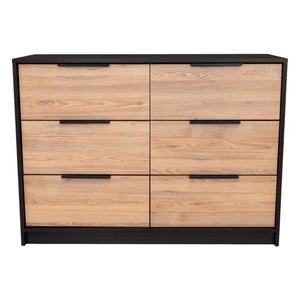 English Elm Wenge Two-Tone Pine Finish 4-Drawer Dresser Set with Black Hardware for Bedroom B062S02496