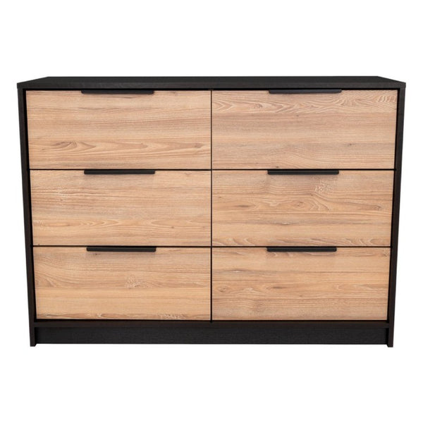 English Elm Wenge Two-Tone Pine Finish 4-Drawer Dresser Set with Black Hardware for Bedroom B062S02496