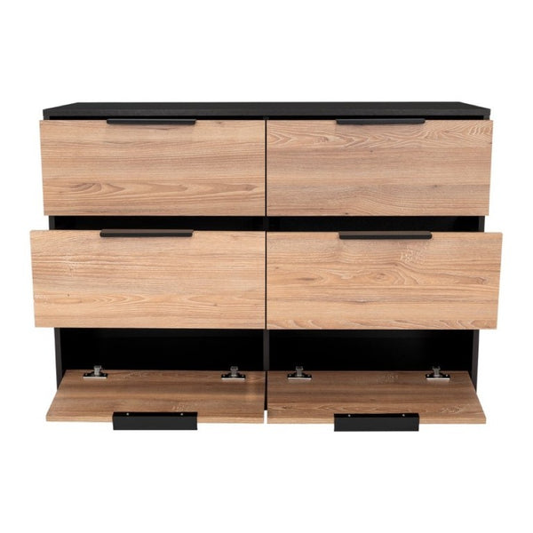 English Elm Wenge Two-Tone Pine Finish 4-Drawer Dresser Set with Black Hardware for Bedroom B062S02496