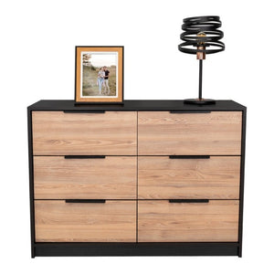 English Elm Wenge Two-Tone Pine Finish 4-Drawer Dresser Set with Black Hardware for Bedroom B062S02496