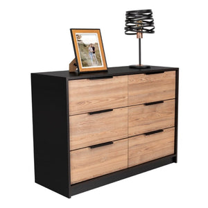 English Elm Wenge Two-Tone Pine Finish 4-Drawer Dresser Set with Black Hardware for Bedroom B062S02496