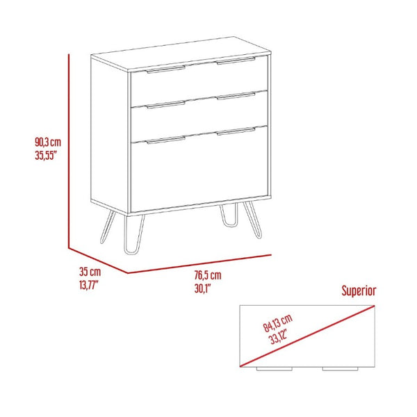 English Elm Light Oak Finish Twin Dresser Set with Metal Legs for Scandinavian Bedroom Storage B062S02497