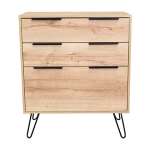 English Elm Light Oak Finish Twin Dresser Set with Metal Legs for Scandinavian Bedroom Storage B062S02497
