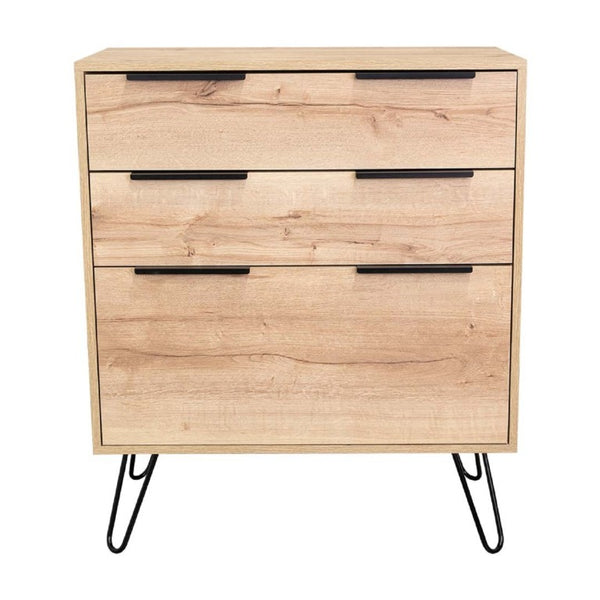 English Elm Light Oak Finish Twin Dresser Set with Metal Legs for Scandinavian Bedroom Storage B062S02497