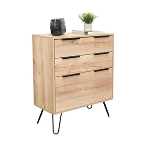 English Elm Light Oak Finish Twin Dresser Set with Metal Legs for Scandinavian Bedroom Storage B062S02497