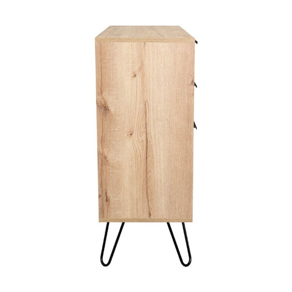 English Elm Light Oak Finish Twin Dresser Set with Metal Legs for Scandinavian Bedroom Storage B062S02497