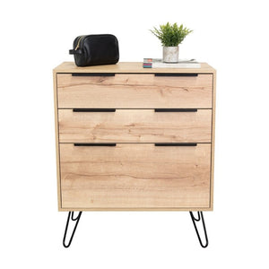 English Elm Light Oak Finish Twin Dresser Set with Metal Legs for Scandinavian Bedroom Storage B062S02497