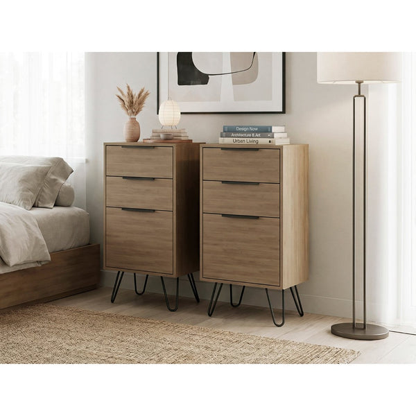 English Elm Light Oak Finish 3-drawer Dresser Pair with Slim Metal Legs for Modern Bedrooms B062S02498