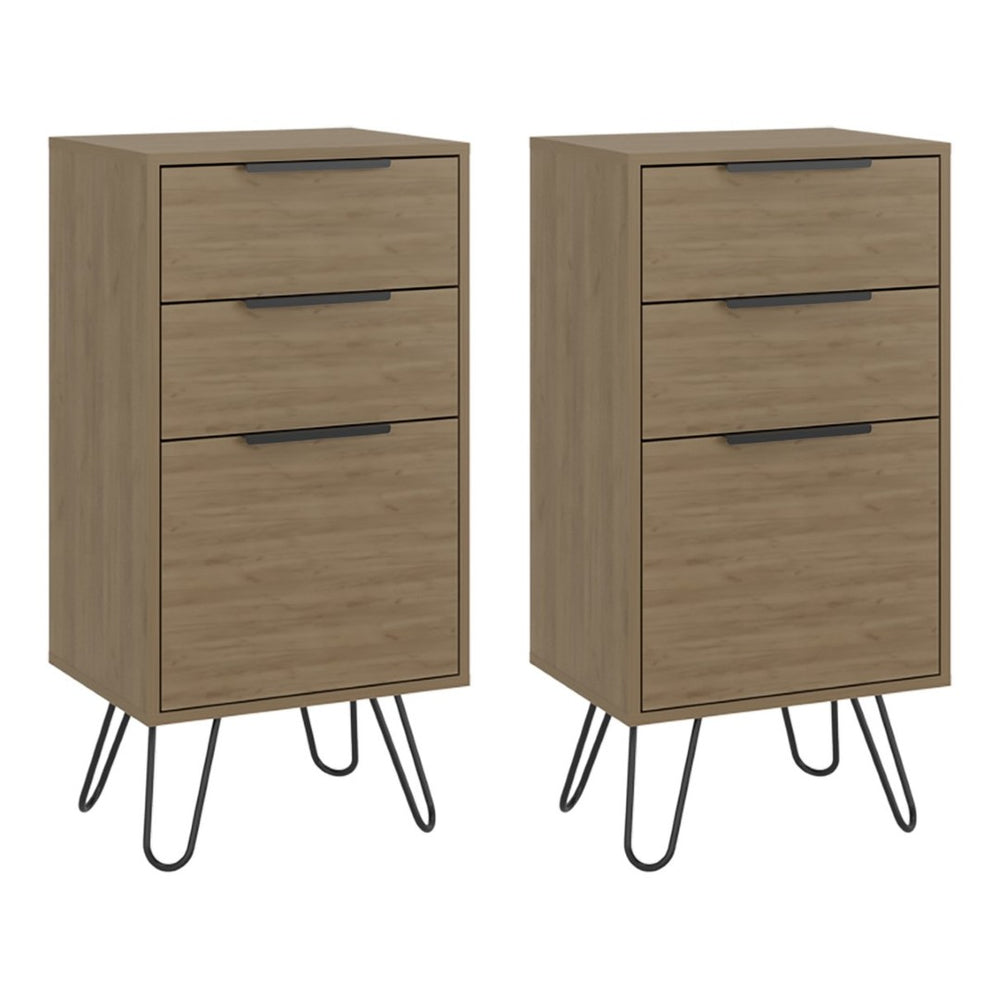 English Elm Light Oak Finish 3-drawer Dresser Pair with Slim Metal Legs for Modern Bedrooms B062S02498
