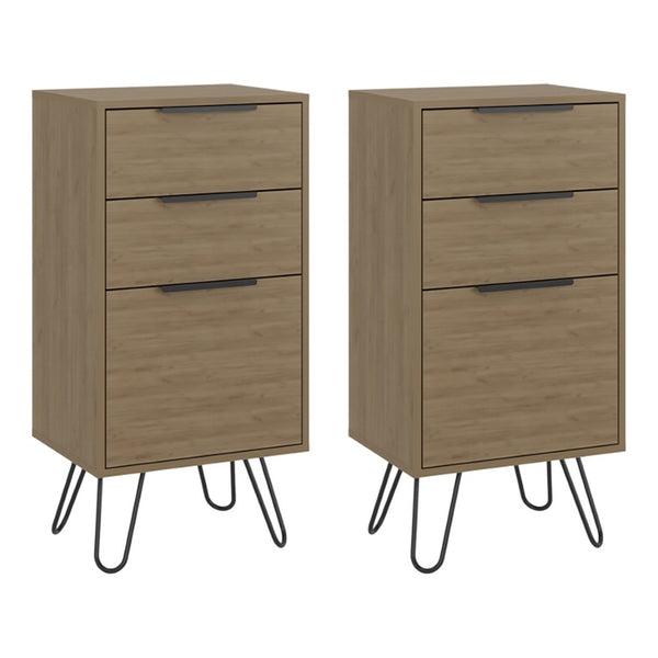 English Elm Light Oak Finish 3-drawer Dresser Pair with Slim Metal Legs for Modern Bedrooms B062S02498