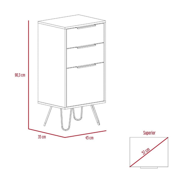 English Elm Light Oak Finish 3-drawer Dresser Pair with Slim Metal Legs for Modern Bedrooms B062S02498