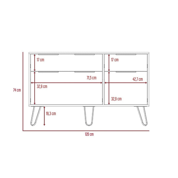 English Elm Light Oak 4-drawer Dresser Set with Metal Legs for Modern Bedroom Storage B062S02499