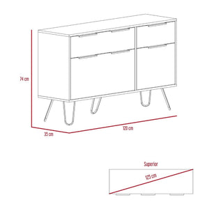 English Elm Light Oak 4-drawer Dresser Set with Metal Legs for Modern Bedroom Storage B062S02499