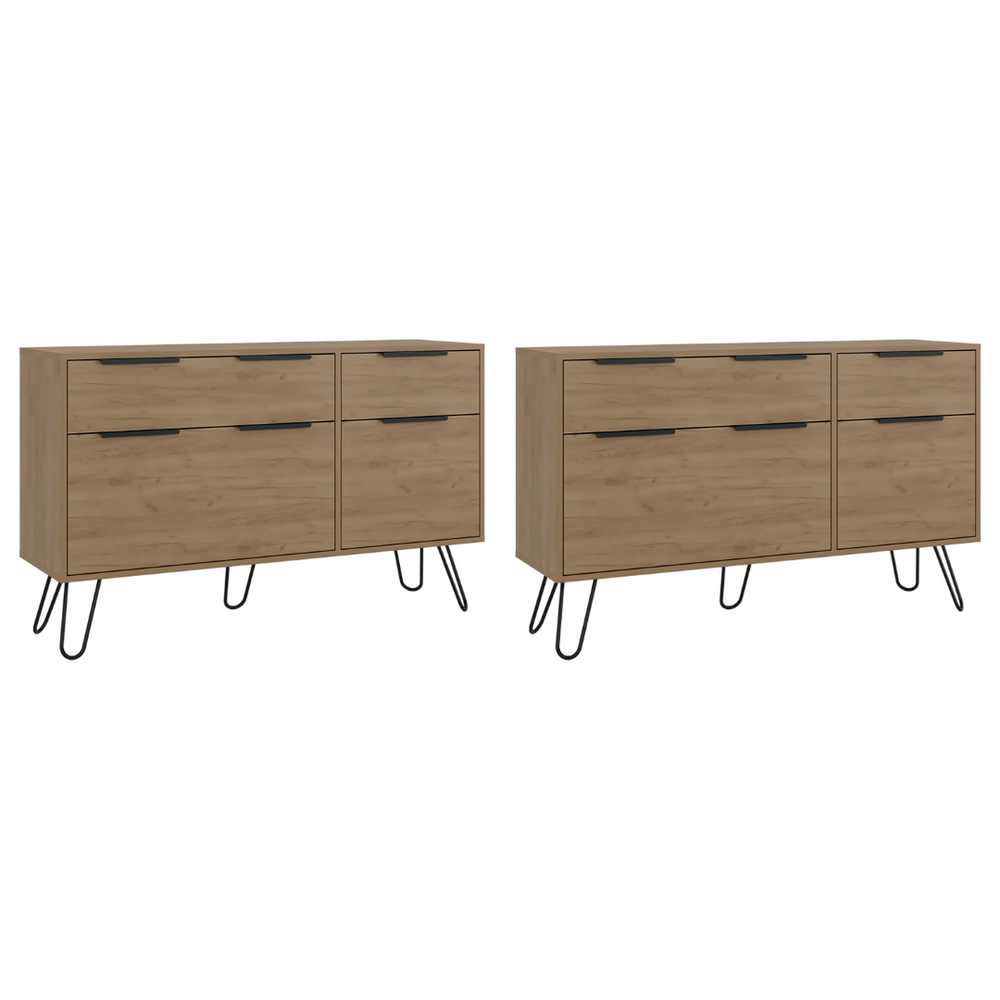 English Elm Light Oak 4-drawer Dresser Set with Metal Legs for Modern Bedroom Storage B062S02499