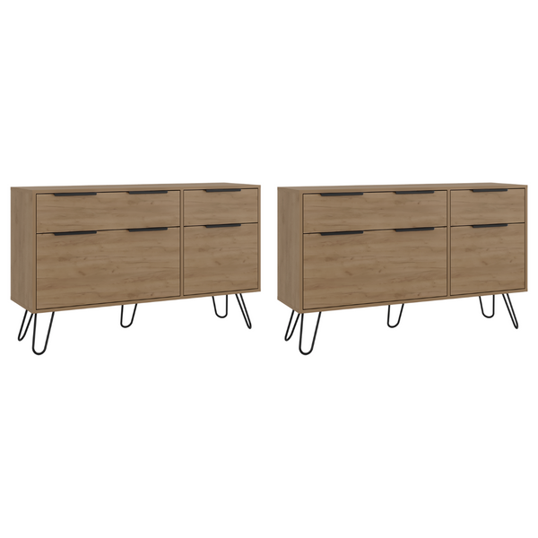 English Elm Light Oak 4-drawer Dresser Set with Metal Legs for Modern Bedroom Storage B062S02499