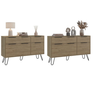 English Elm Light Oak 4-drawer Dresser Set with Metal Legs for Modern Bedroom Storage B062S02499