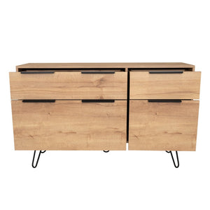 English Elm Light Oak 4-drawer Dresser Set with Metal Legs for Modern Bedroom Storage B062S02499