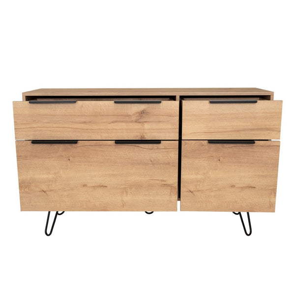 English Elm Light Oak 4-drawer Dresser Set with Metal Legs for Modern Bedroom Storage B062S02499