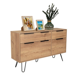 English Elm Light Oak 4-drawer Dresser Set with Metal Legs for Modern Bedroom Storage B062S02499