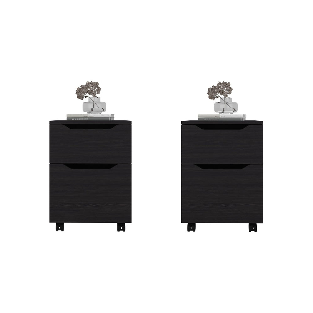 English Elm Wenge Finish Nightstand Pair with Storage Drawer Open Shelf for Modern Bedrooms B062S02502