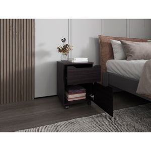 English Elm Wenge Finish Nightstand Pair with Storage Drawer Open Shelf for Modern Bedrooms B062S02502