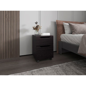 English Elm Wenge Finish Nightstand Pair with Storage Drawer Open Shelf for Modern Bedrooms B062S02502