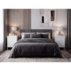 English Elm White Two Drawer Nightstand Set Minimalist Bedside Storage with Raised Legs for Modern Rooms B062S02503